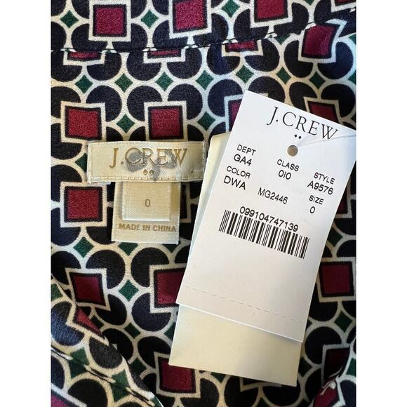 J Crew Dress Blue Collared Geometric Short Sleeve Short Casual Size 0 NEW - Picture 3 of 11